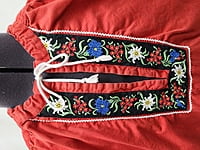 Red Cotton Shirt w/Floral Embroidery Red Cotton Shirt w/Floral Embroidery