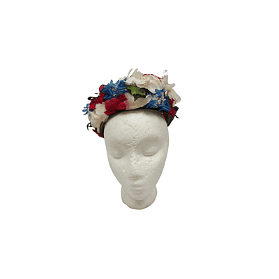 Red/White/Blue Flower Pillbox Hat