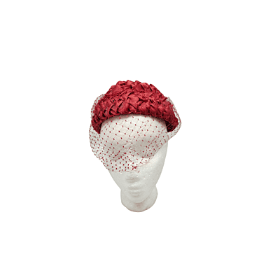 Woven Red Pillbox Hat