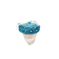 Woven Blue Pillbox Hat