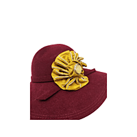 Women's Red Hat with Yellow Fabric Flower