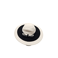 Women's Wide Brim White and Black Hat