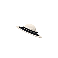 Women's Wide Brim White and Black Hat