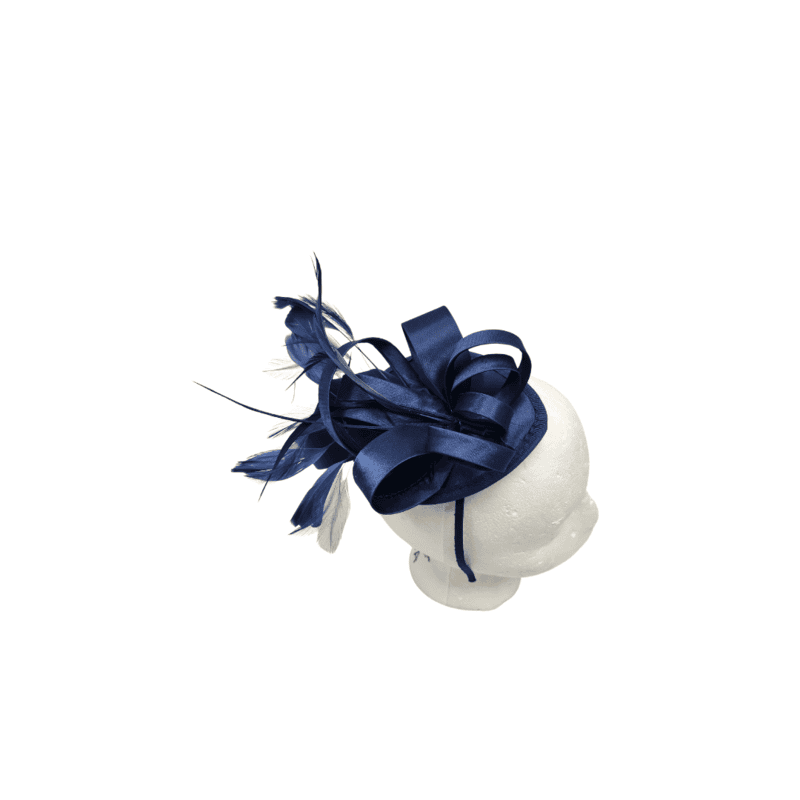 Navy Ribbon Headband Fascinator