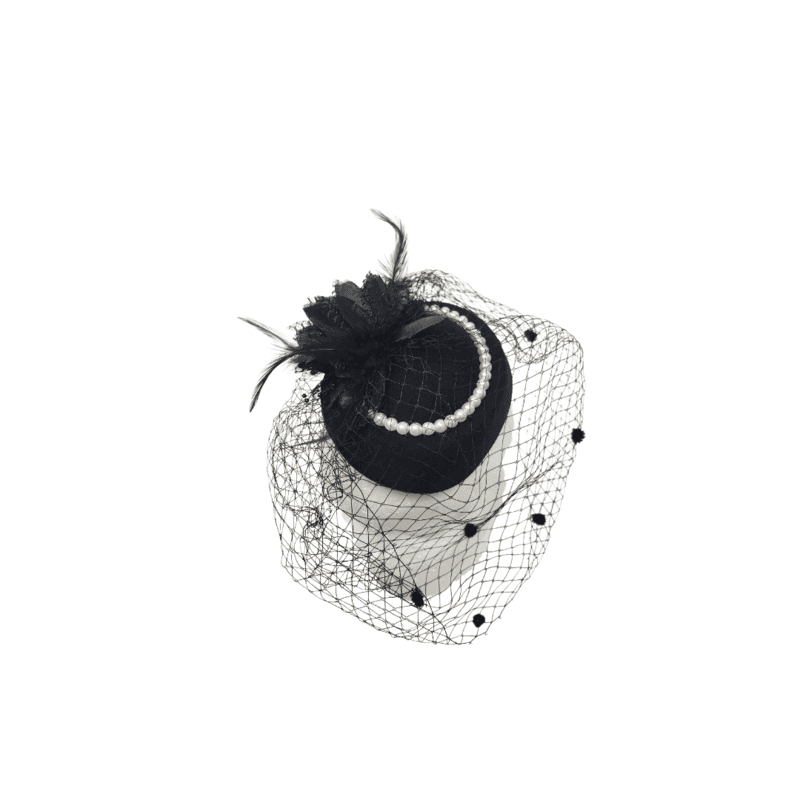 Black Fascinator w/Pearls