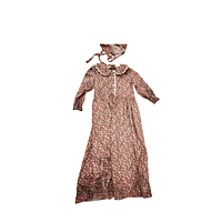 Pink Prairie Dress w/Matching Bonnet-Distressed