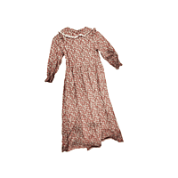 Pink Prairie Dress w/Matching Bonnet-Distressed