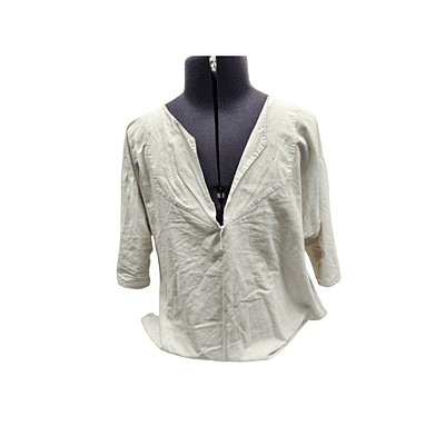 Cream Cotton Shirt w/Shortened Sleeves