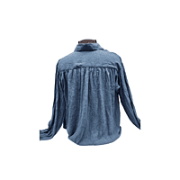 Blue Linen Shirt w/Ruffle Front